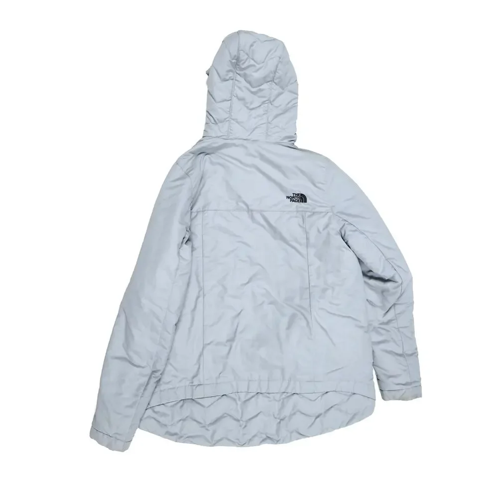 Rare The North Face Gray Hooded Insulated Jacket Newspaper Print Lining Gorpcore